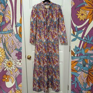 Vintage 70s Floral organic print maxi dress